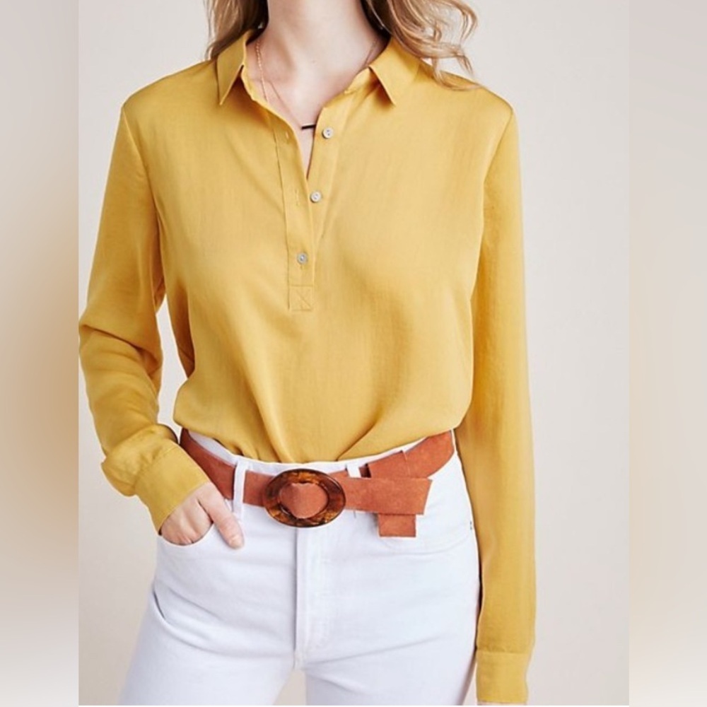 Anthropologie Dolan Steinbeck Back Gold Tunic Top